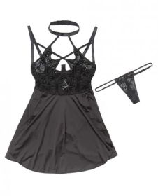 Halter Neck Underwire Babydoll &amp; G-String Black XL