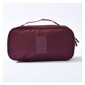 Travel Bra & Panty Organizer; Portable Underwear Organizer Zipper Storage Bag For Tie; Lingerie; Socks (Color: Wine Red)